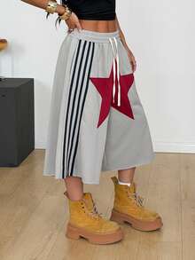 Muchica 女士灰色针织五角星印花裤 - 彩色 - 查看 3