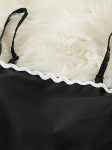 SHEIN PETITE 3pcs/Set Women's Casual Sporty Minimalist Black & White Striped Wavy Collar Sleeveless Tank Top, Spring/Summer - Black - View 4