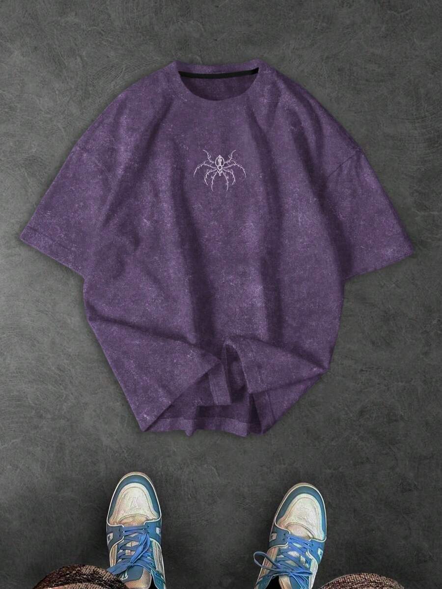 Sport MetroGents Men's Spider Print Loose Fit Round Neck Short Sleeve Sports T-Shirt