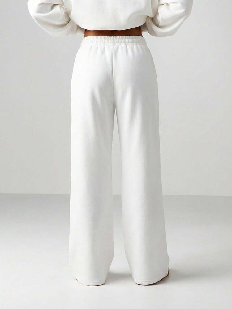 MISSGUIDED Pantalones de chándal con cordón y cintura elástica con bolsillos, de corte relajado, de pierna ancha y casual para estar en casa