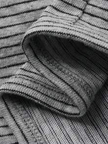 DAZY Young Boy Striped Print Hooded Casual Long Sleeve Jacket Spring - Grey - View 8