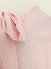 Flirla Plus Size Women Elegant Solid Color Knotted Camisole Dress - Pink - View 3