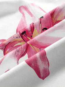 SHEIN Sweetro 女士夏季芙蓉花印花露脐抹胸上衣，Y2K风格度假沙滩装 - 白色 - 查看 3