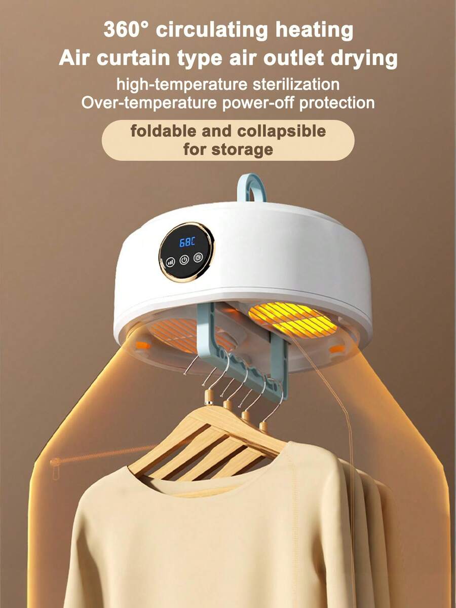 Teckwe 欧标插头便携式烘干机，体积小巧，不占空间，让您在狭小空间也能自由穿衣，一台机器即可应对所有季节，即使在雨天也能穿着干爽的衣物，快速烘干衣物/物品，消除细菌和尘螨，保护衣物纤维。 - 彩色 - 查看 1