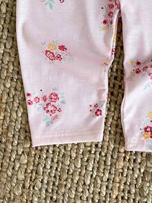 两件套女婴碎花睡衣套装，舒适休闲翻领开衫长袖上衣和裤子，春秋季 - 粉色 - 查看 7