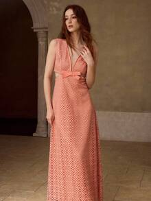 MOTF PREMIUM VESTIDO ELEGANTE SIN MANGAS PARA MUJER, ADECUADO PARA CITAS DE PRIMAVERA/VERANO - Naranja - Ver 5