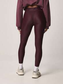 MISSGUIDED Quần legging thể thao cạp cao màu đỏ tía với túi khóa kéo bên hông, thích hợp cho yoga, chạy bộ và trang phục thể thao hàng ngày. - Gỗ đỏ - Xem 4