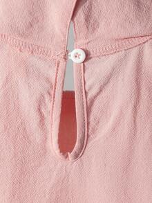 SHEIN Baby Girls' Cute Butterfly Collar Matching White Chiffon Hem Pink Dress, Suitable For Everyday Cute & Elegant Outfit - Multicolor - View 7