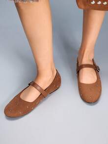 CUCCOO GRLICON Damen Lässig Schnallen Design Flache Loafer, vielseitig für den täglichen Gebrauch - Braun - Übersicht 6