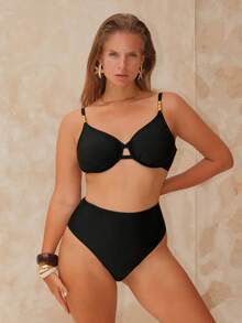 Swim Chiccia Plus Size Elegant Solid Color Women Summer Swimsuit Set