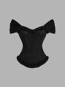 Sweetra French Lace Patchwork Sexy Camisole, Slim Fit Spaghetti Strap Tank Top, Spring/Summer - Black - View 1