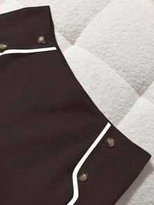 GlowEve CURVE Regalyn 大码撞色滚边休闲时尚半身裙 - 咖啡棕 - 查看 8