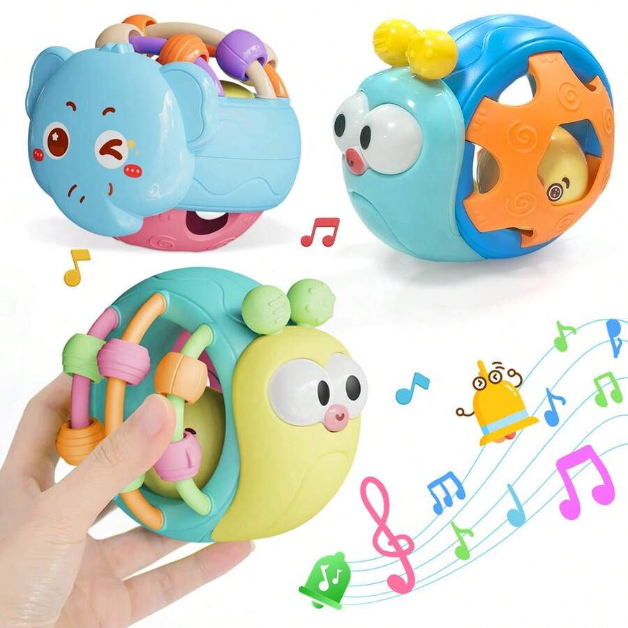 Mainan Bola Genggam Bentuk Siput untuk Bayi, Lonceng Karet Lembut untuk Pengembangan Sensorik, Warna Acak, Cocok Sebagai Hadiah untuk Bayi Usia 0+ Bulan