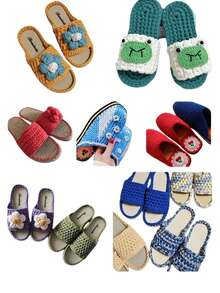 3件套手工编织布袋 DIY彩色扁平丝带拖鞋收纳篮靠垫粗毛线球 - 彩色 - 查看 11