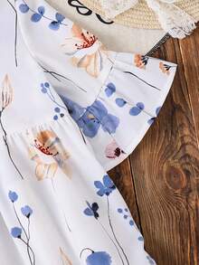 Emery Rose Kids Emery Rose Kids Đầm chiffon cổ đứng họa tiết hoa nhí cho bé gái - trắng - Xem 10