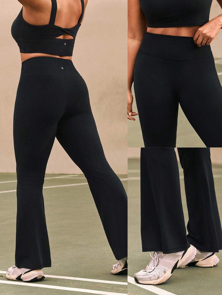 31" Plus Size FeatherFit™ Mega Flare High-Rise Waist Flare Leggings Low Impact Daily Casual Studio Yoga Pilates Wear