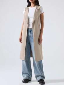 LYSMO 女式休闲纯色双排扣风衣，秋季