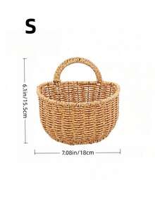 1个装防水藤编收纳篮，壁挂式厨房蒜蓉洋葱架，浴室收纳架，装饰挂架，现代家居收纳必备 - 米色 - 查看 7