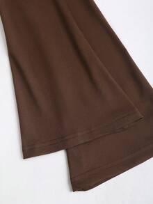 Sweetra Y2K Sexy Pleated Metallic Button Casual Minimalist T-Shirt - Coffee Brown - View 6