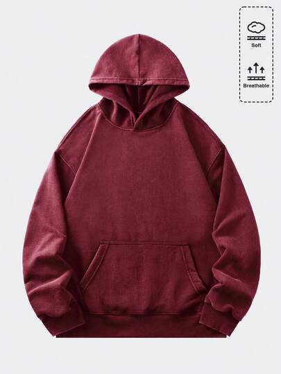 Casual Sudadera con capucha holgada de estilo vintage para hombre (con refuerzo en el cuello, el bajo y las costuras de los hombros para evitar la deformación)