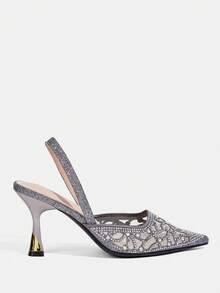 CUCCOO TILAWA 女士时尚优雅派对水钻装饰高跟鞋 - 灰色 - 查看 2