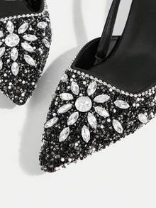 CUCCOO TILAWA 女士尖头水钻装饰优雅高跟鞋 - 黑色 - 查看 6