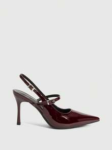 CUCCOO SZL Sexy Fashion Pointed Toe Women's Stiletto High Heel Backless Sandals, Suitable For Party, Nightclub - Burgundy - View 2