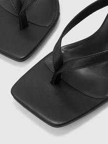 CUCCOO BIZCHIC 经典简约条纹人字拖女式高跟凉鞋，时尚简约夹扣式女式高跟拖鞋凉鞋 - 黑色 - 查看 10