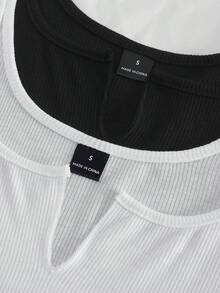 Elamini 2件装女士无袖纯色V领背心，黑白两色，春夏款 - 彩色 - 查看 4