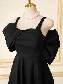 Fleurora Vestido largo asimétrico minimalista de unicolor para mujer