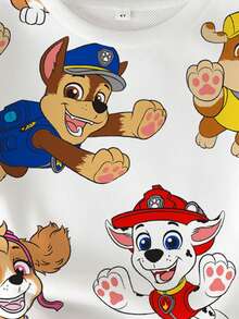 SHEIN | PAW Patrol Young Boy Casual Cute Cartoon Dog Print Dropped Shoulder Loose Fit Crew Neck Sweatshirt, Suitable For Spring And Autumn - White - View 3