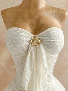 Soleia 女士度假风无肩带金属装饰迷你连衣裙，佩斯利花纹针织面料，适合节日派对、圣诞节、约会之夜、夜店、波西米亚风、度假、秋季女装，复古风 - 米色 - 查看 4