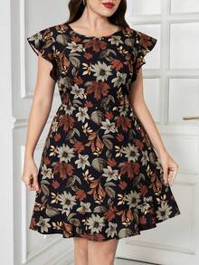 SHEIN Clasi 大码夏季休闲碎花荷叶边连衣裙 - 彩色 - 查看 4