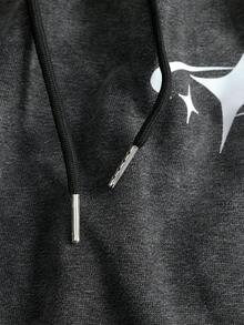 ROMWE MEN Men's Casual Distressed Snow Flake Print Shorts - Black - View 4