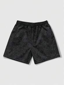ROMWE MEN Street Life Herren Lässig Bedruckte Shorts - Schwarz - Übersicht 2