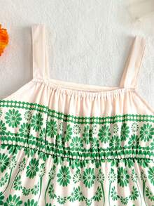 Travachic KIDS Young Girl Floral Print Ruffle Hem Bohemian Style Summer Dress - Multicolor - View 6