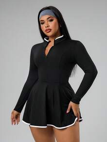 Rhythm Era Rhythm Era 大码女式二合一防走光半身裙 - 休闲优雅高尔夫网球服，性感修身瑜伽运动裙，内置短裤和口袋