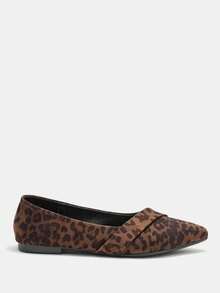 CUCCOO CURVES Women's Pointed Toe Wide Fit Flat Loafers, Solid Color, Suitable For All Seasons, Daily & Work Wear Spring Shoes Spring Break Easter Valentine's Day - leopard print - View 7