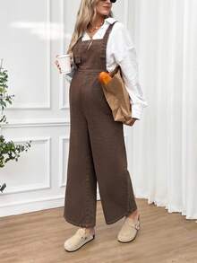 Boho Mama Spodnie ciążowe, casualowe, sprane, vintage, dżinsowe, ogrodniczki, wiosna, Boże Narodzenie, Nowy Rok, Święto Dziękczynienia, dojazdy, wakacje, ukończenie szkoły, szykowne, Y2K, urocze, streetwear, impreza, wesele, eleganckie, biznesowe, casualowe, damskie - Brązowy - Zobacz 6