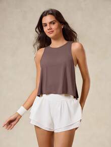 OutZeal 女士健身服运动背心普拉提套装健身上衣凉爽透气下摆运动上衣 - 鏽棕色 - 查看 5