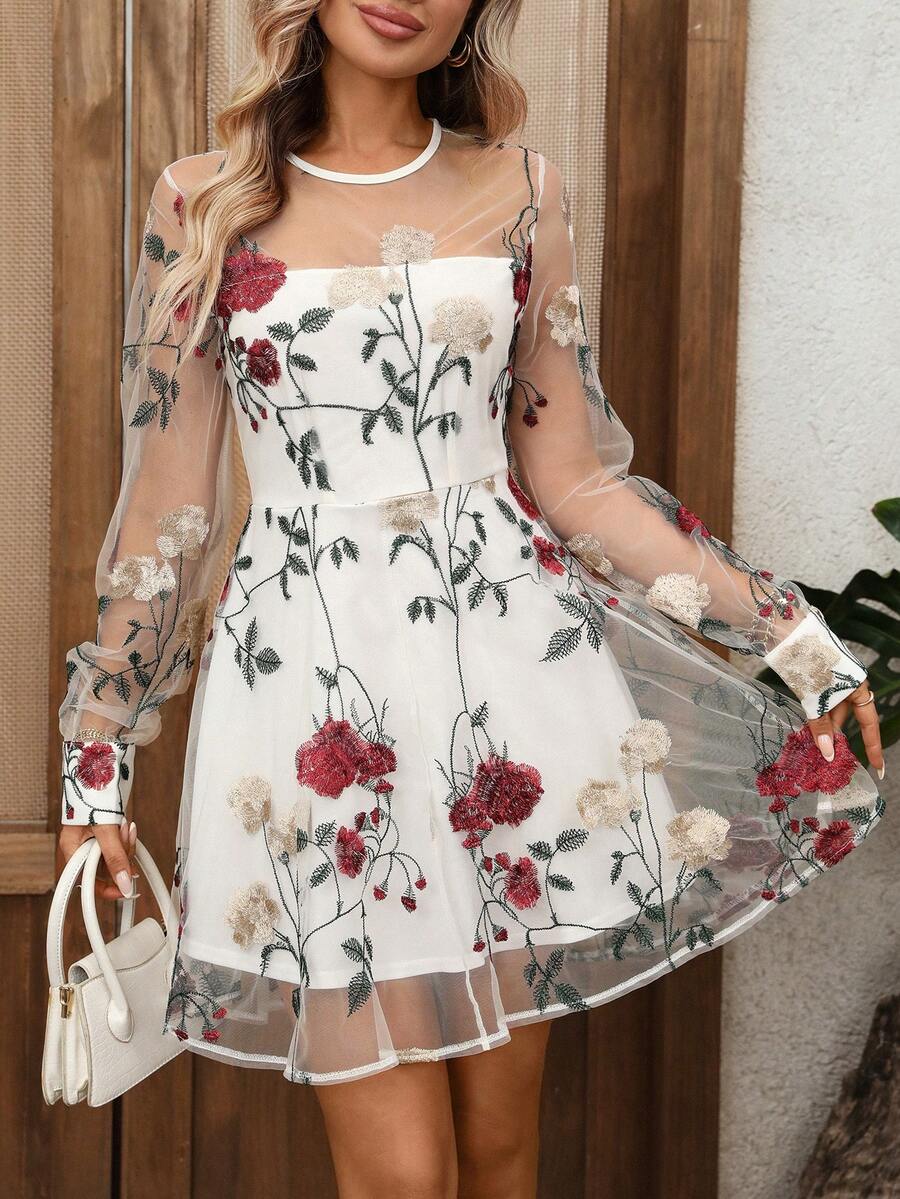 EMERY ROSE Đầm ngắn thêu thanh lịch dành cho nữ, thích hợp cho mùa hè. - Nhiều màu - Xem 1