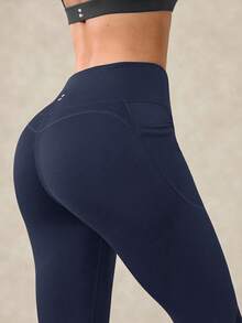 OutZeal 女士户外紧身裤，适合徒步、越野跑，速干收腹网眼设计，带侧袋 - 藏蓝色 - 查看 9