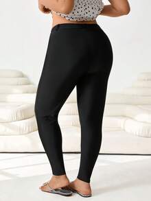 Solflare 2026Plus Size Fashion Casual Solid Color Slant Pocket Skinny Pants - Black - View 6