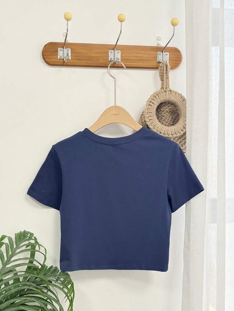 Letter Print Short Sleeve T-Shirt Summer,Crop Tops Women,Graphic Tees
