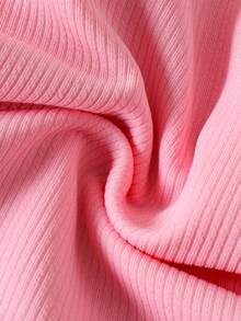 SHEIN Bộ đồ cho bé gái gồm áo tay dài và quần jean kẻ sọc họa tiết hoa dễ thương. - Hồng - Xem 5