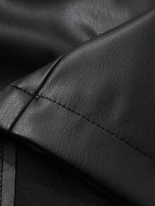 FRIFUL Pantalones cortos de mujer de unicolor, ajustados, de piel sintética (PU), para primavera - Negro - Ver 7