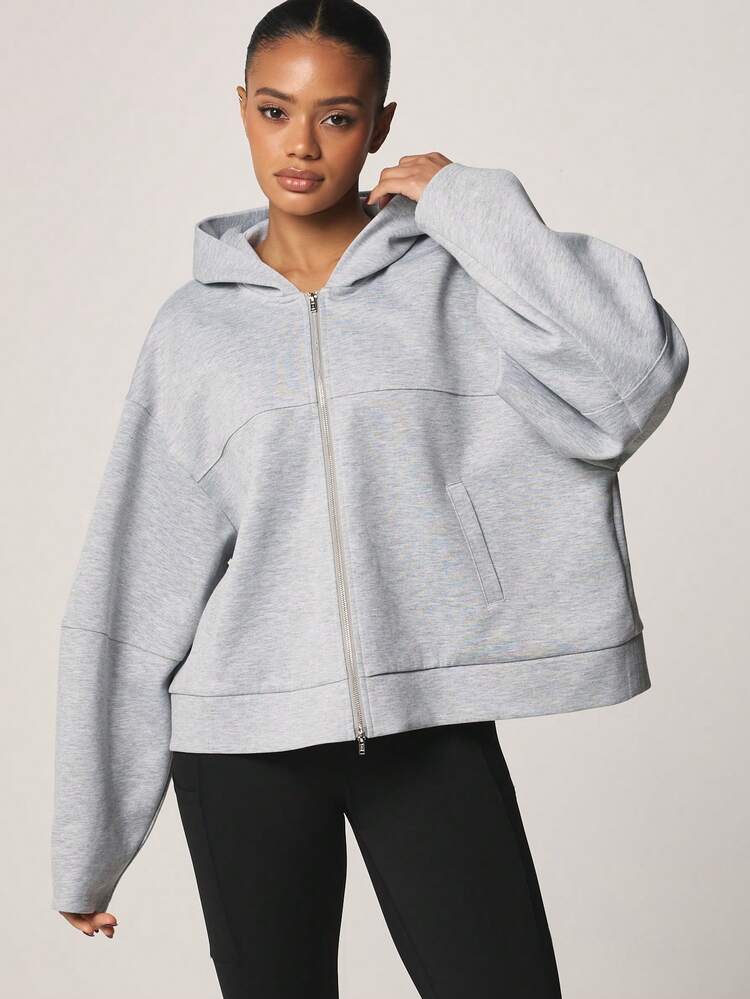 MISSGUIDED Women's Oversized Hoodie With Full Front Zipper And Hood Cocoon Sleeve Casual Sweatshirt For Fall Winter Layering
