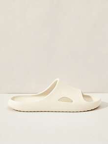 Cuccoo Women's Beige Plastic Slippers, Non-Slip, Comfortable Open Toe, Flat, Minimalist, Unisex, Suitable For Home, Bathroom, Daily, Vacation, Beach, Gym Valentine's Day - White - View 2