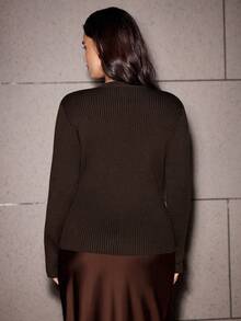 Maija Talla grande 2026 Nuevo atuendo de mujer, ropa para todo el año, salidas, noche, invitada de boda formal, elegante invitada de boda, atuendo de iglesia, cárdigan de punto acanalado con lazo frontal de mujer para uso diario casual de primavera a verano, Día de San Valentín, Carnaval, disfraz de mujer, fiesta, boda en la playa, vacaciones, casual - Marrón - Ver 3