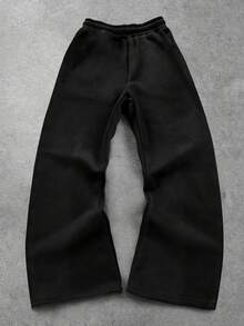 Manfinity EMRG 男士天使雕像和洛杉矶标语图案休闲街头风喇叭运动裤，秋冬男装 - 彩色 - 查看 2